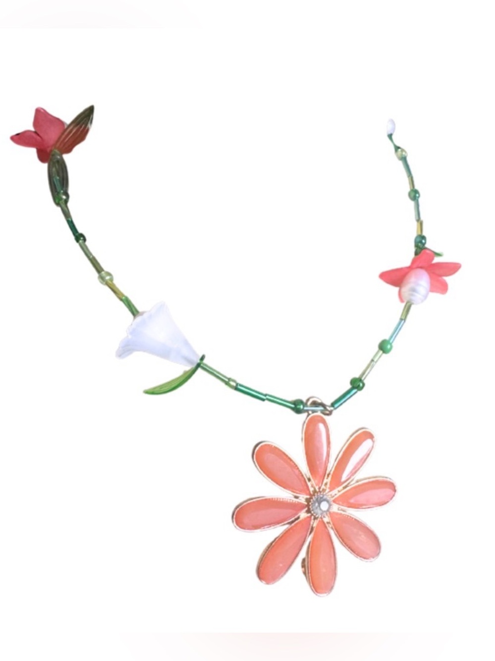 Hand Crafted Floral Choker with Giant Pearls